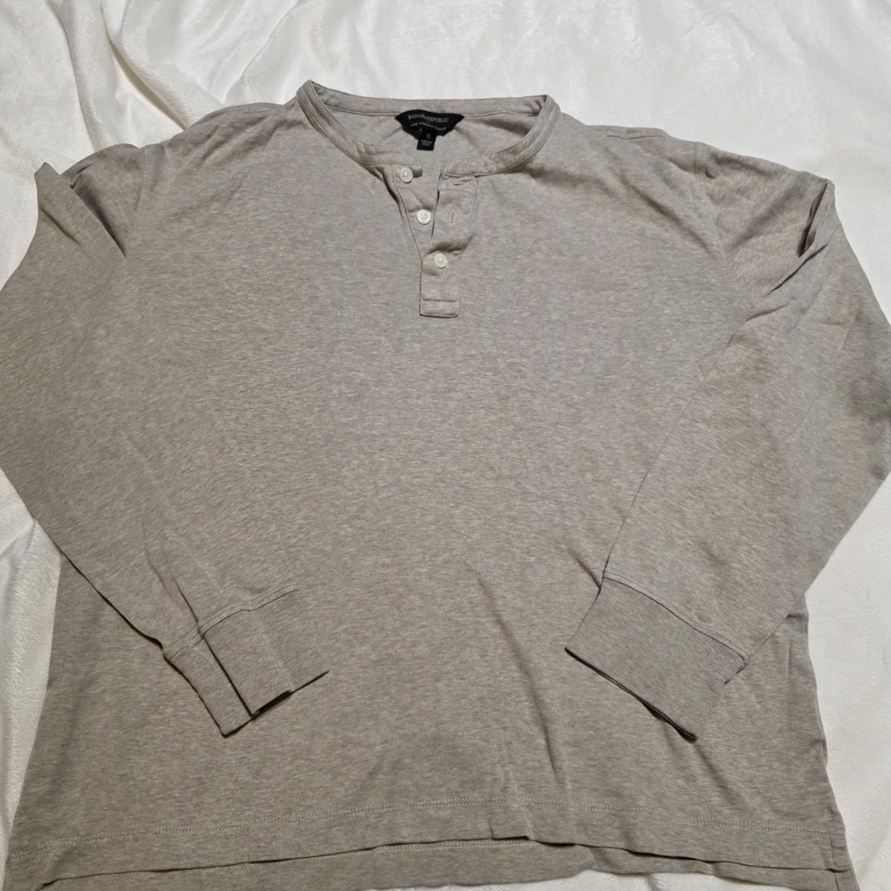 Banana Republic 100% Cotton Men's Beige Henley Shirt